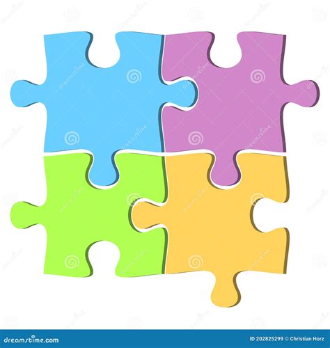 Set Of Four Jigsaw Puzzle Pieces Stock Vector Illustration Of Connect