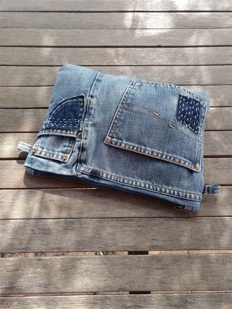 Denim Clutch Bag Upcycled Patch Jeans Purse Sashiko Boro Etsy Denim