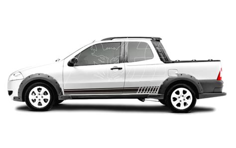 Adesivo Fiat Strada Kit Faixas Laterais Tuning Carros L R