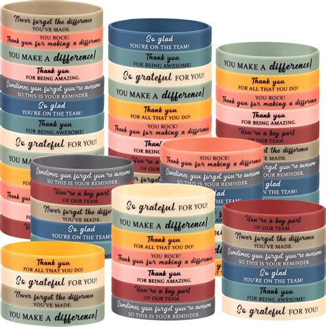 Pcs Motivational Silicone Wristbands Thank You Bracelets