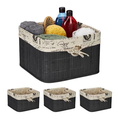 Panier De Rangement En Bambou Lot De 4 10045359 0 Cdiscount Maison