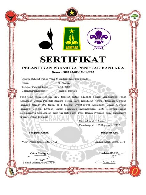 Sertifikat Bantara Pa Pdf