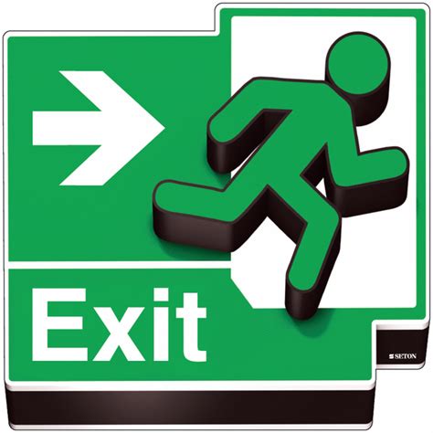 Fire Exit Running Man Right Arrow 3d Floor Sign Seton