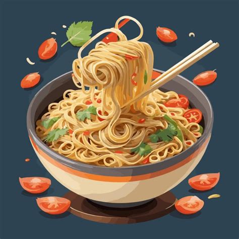 Premium Vector Asian Noodles Vector On A White Background