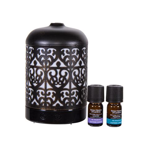 Better Homes & Gardens 3 Piece Cool Mist Ultrasonic Aroma Diffuser Set, Moroccan Scroll, 100 mL ...