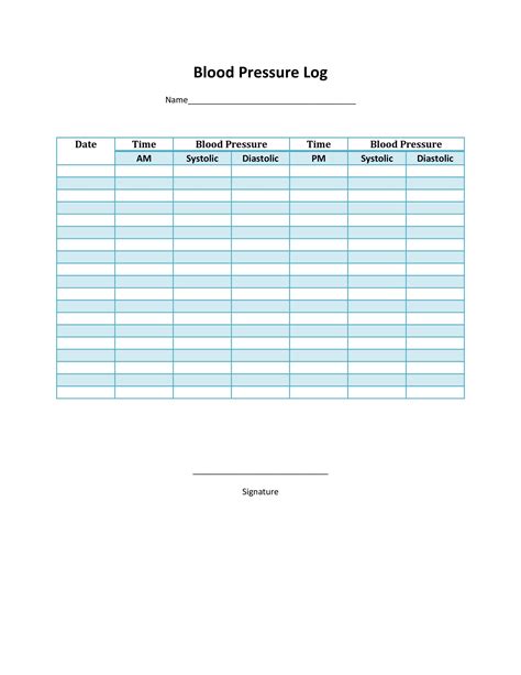 Printable Blood Pressure Tracker Log