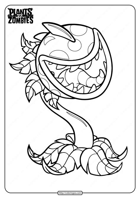 printable plants  zombies chomper coloring