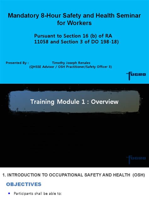 Module 1 OSH Awareness | PDF | Occupational Safety And Health | Safety 