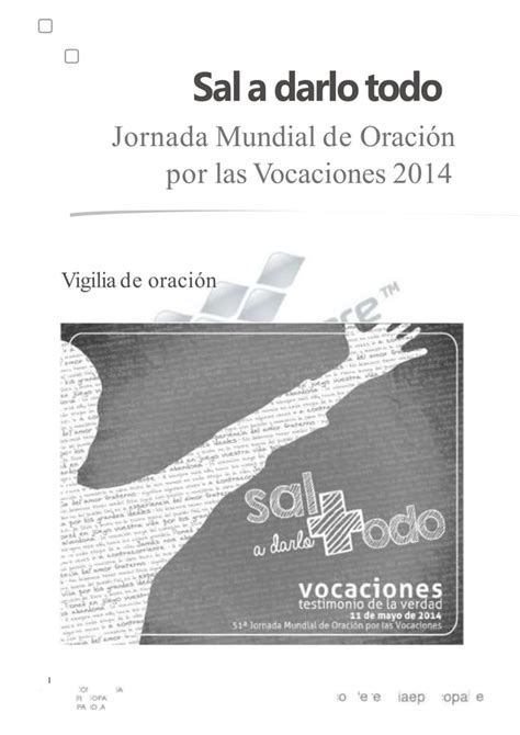 Vigilia Jornada Mundial De Oración Por Las Vocaciones Pdf