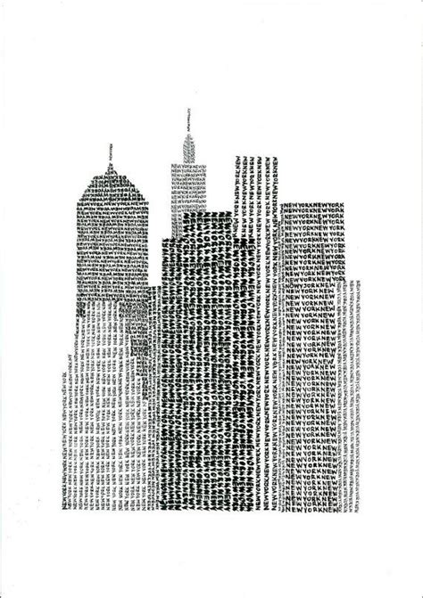 New York Typographic Art Print Handwritten By Yantree On Etsy