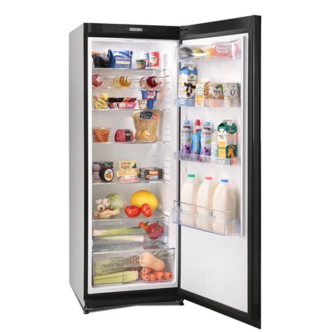 Montpellier Mlm308bg Tall Black Glass Larder Fridge