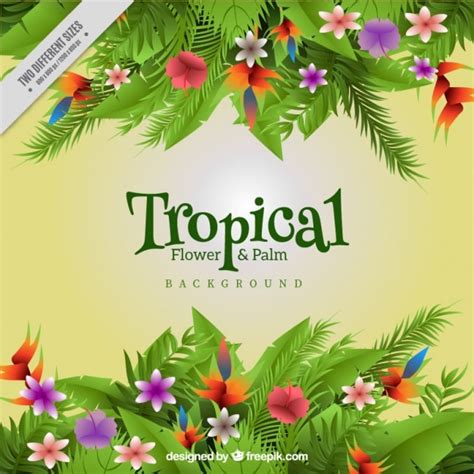 Fondo De Flores De Colores Tropicales Y Hojas Vector Gratis