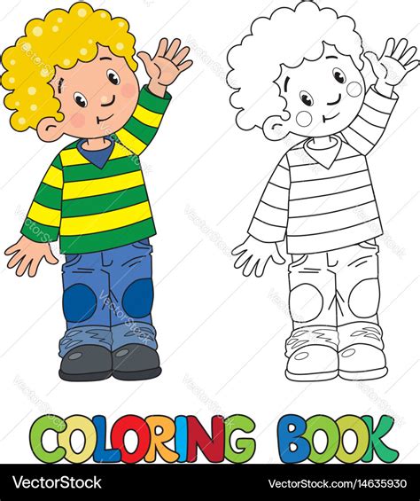 Funny little boy coloring book Royalty Free Vector Image