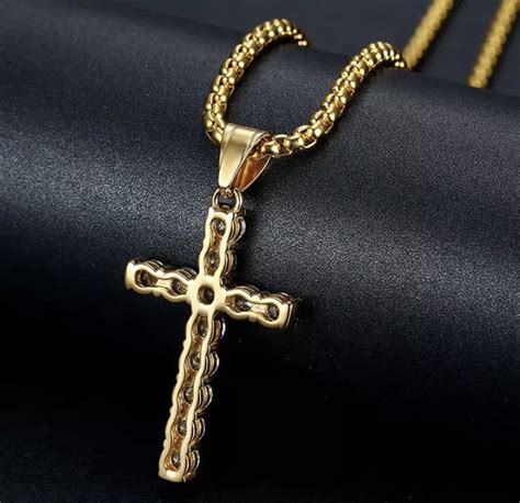 Gold Cross Pendant With Cubic Zirconia Stavfashion