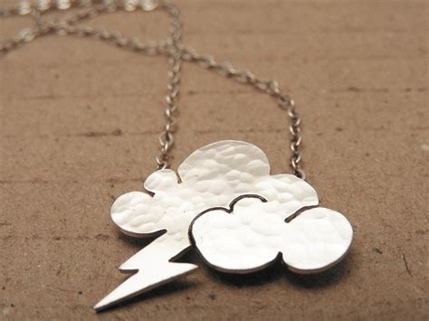 Lightning Cloud Necklace Lightning Necklace By Noyasilverjewelry