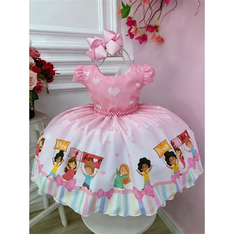 Vestido Infantil 3 Palavrinhas Três Palavrinhas Evangélico Rosa