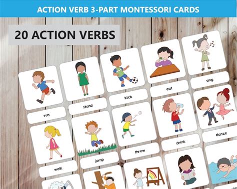 Action Verb Picture Cards Printable