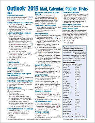 Buy Microsoft Outlook 2013 Mail People Tasks Quick Reference Cheat Sheet Of Instructions