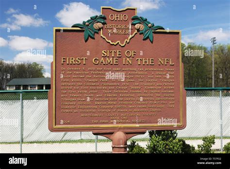 Ohio Historical Marker Site Of The First Game In The Nfl The Site Of