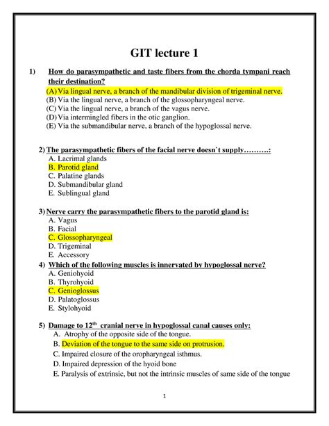 Mcqs Git Anatomy St Lectures Git Lecture How Do Parasympathetic