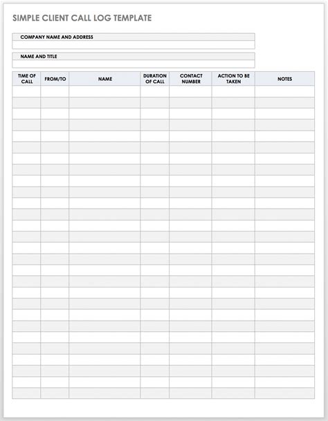 Free Client Call Log Templates Smartsheet