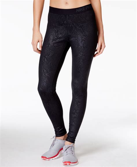 Lyst Nike Pro Warm Embossed Printed Dri Fit Leggings In Black