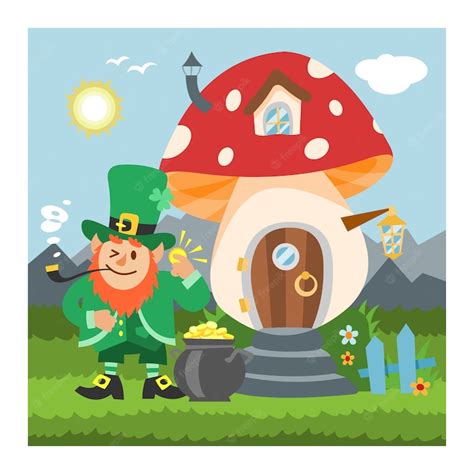 Premium Vector | Fantasy gnome mushroom