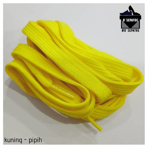 Jual Cod Tali Sepatu Warna Kuning Polos Bentuk Pipih Yellow Shoelaces