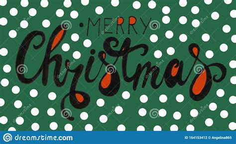 Merry Christmas Hand Drawn Lettering Isolated On White Background