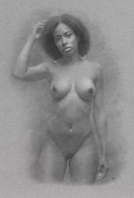 Female Nude Original Drawing Charcoal Art Naked Woman Lady Model No