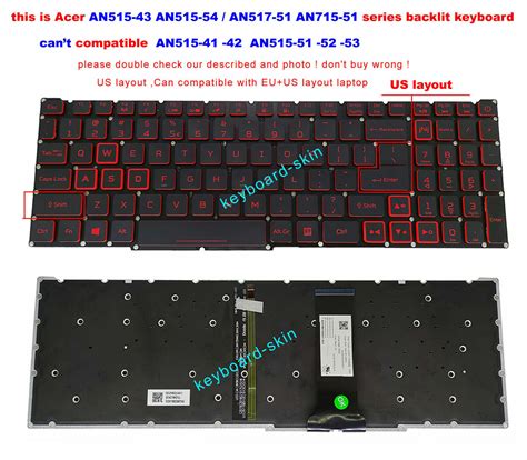 Us Backlit Keyboard For Acer Nitro An An An An