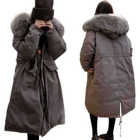 New Winter Hooded Collar Long Parkas Women Fashion Warm Thick Jackets