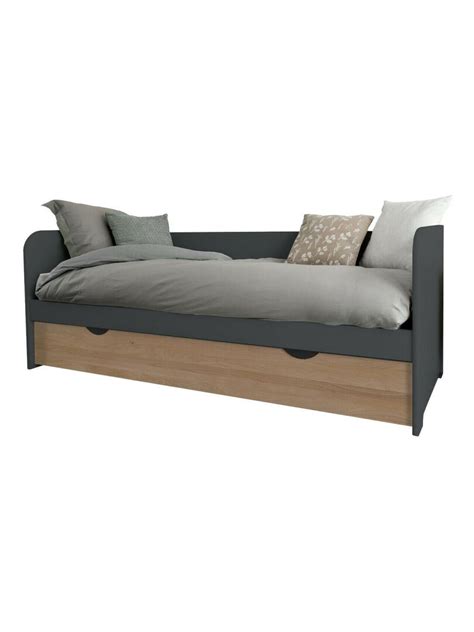 Pack Lit Gigogne Avec 2 Matelas Java AKITEN RETAIL Gris Marron