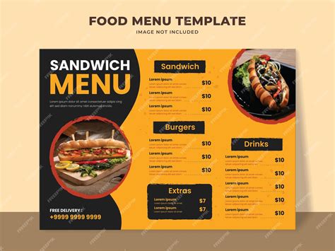 Premium Vector Sandwich Menu Template For Fast Food Restaurant