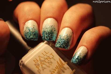 nailpoison: Aqua glitter gradient