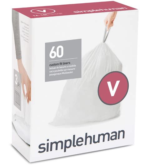 simplehuman Code V Drawstring Custom Fit Trash Can Liners, 60-pk, White ...