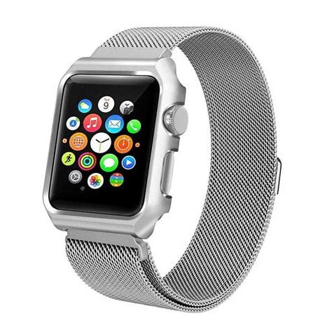 For Apple Watch Band With Case 42mm Stainless Steel Mesh Milanese Loop