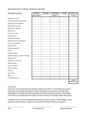 Annual Income Declaration Form PDF Fill And Sign Printable Template