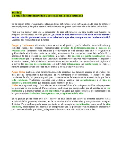 La Relación Entre Individuo Y Sociedad En La Vida Cotidiana Pdf Sociedad Aparición