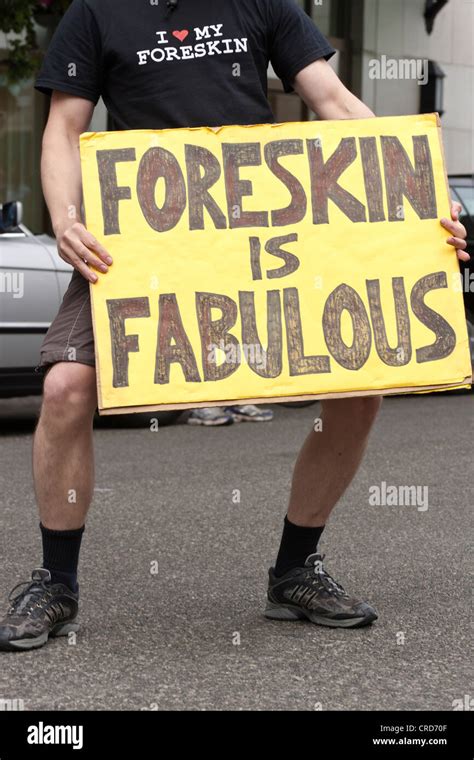 Gay Man With Foreskin Is Fabulous Sign During Gay Pride Parade Victoria British Columbia