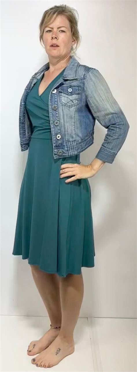 Bravissimopepperberry Short Slv Jersey Mock Wrap Full Skirt Semifit Knee Teal Ebay In 2024