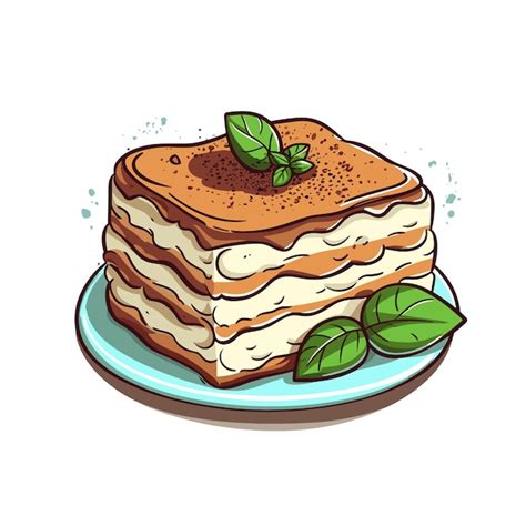 Premium Vector Tiramisu Italy Food Cartoon Vector Illustrator