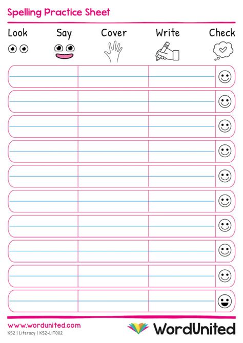 Spelling Word Practice Sheets