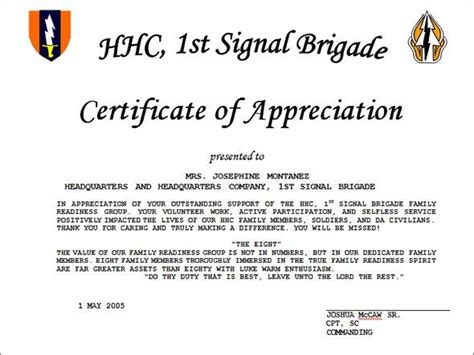 Free 35 Best Printable Certificate Of Appreciation Regarding Army