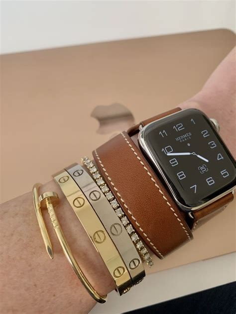 Luxury Apple Watch Stack Hermesapplewatch Cartier Lovebracelet Justeunclou Diamonds Apple