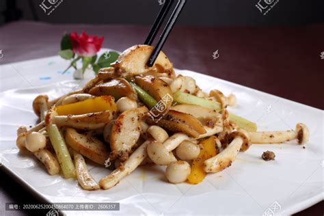 黑松露玉菇爆鲍鱼中国菜系食品餐饮摄影素材汇图网