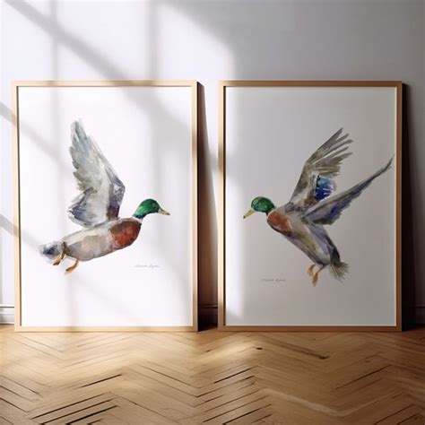 Flying Mallard Duck Prints Etsy