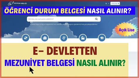 E Devletten Mezuniyet Belgesi veya Öğrenci Durum Belgesi Nasıl Alınır