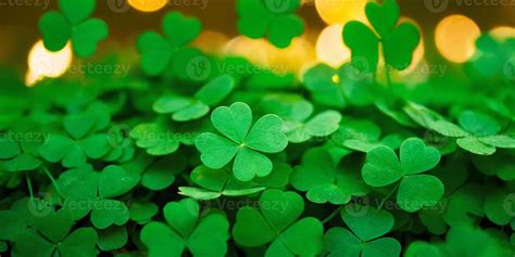 Ai Generated Clover Shamrocks Golden Coins And Bokeh Festive Image