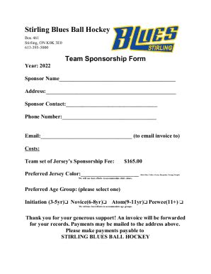 Fillable Online Stirling Blues Ball Hockey Fax Email Print Pdffiller